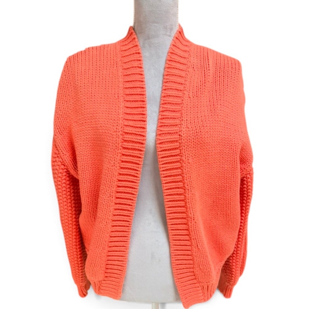 SNIDEL Coral Chunky Knit Open Front Cardigan One Size Cotton Blend‎ Gyaru Style